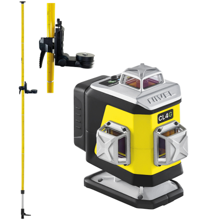 Nivel System CL4G + tyczka LP-36 - laser krzyżowy zielony 4 × 360° 4D Bluetooth